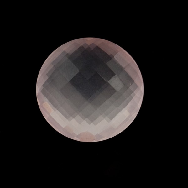 Rose quartz, pink, faceted briolette, round, 14 mm