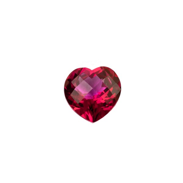 Topaz, pink, faceted briolette, heart shape, 8x8mm