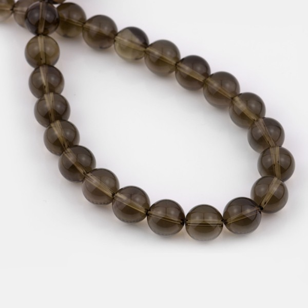 Smoky quartz, strand, brown, beads, smooth, Ø 12 mm