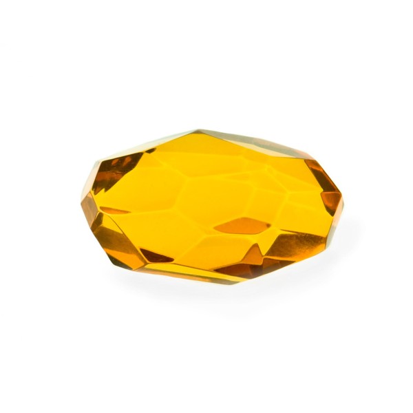 Natural amber, golden, nugget, briolette, fancy faceted, irregular shape, 25 x 18 mm