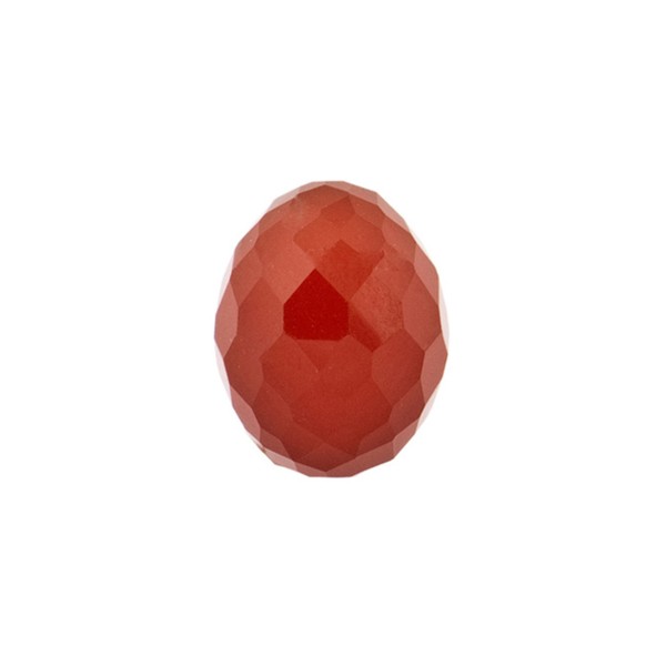 Agate, dyed, red, olive-shaped, faceted, 12 x 9 mm