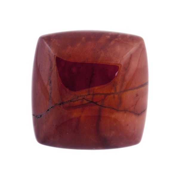Jasper, red, lentil cut, antique shape, 18 x 18 mm