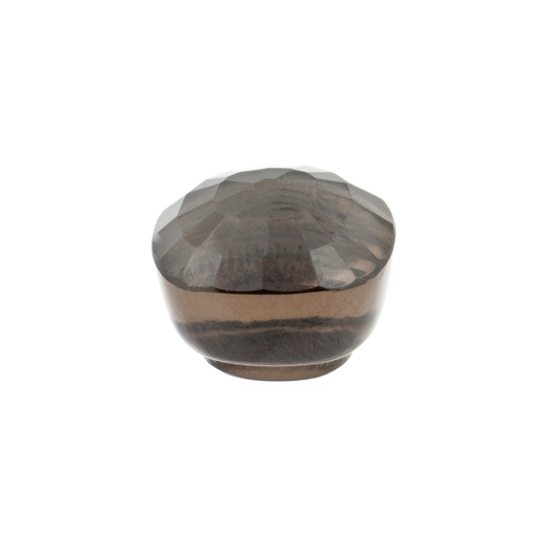 Smoky quartz, medium brown, button, faceted, antique shape, 11 x 11 mm