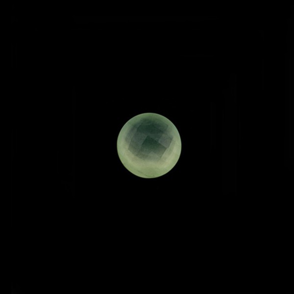 Prehnite, green, faceted briolette, round, 6 mm