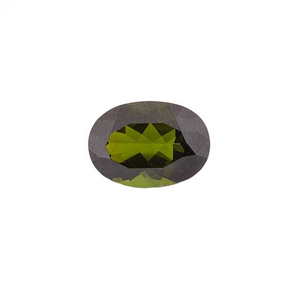 Tourmaline, green, faceted, oval, 10x7 mm