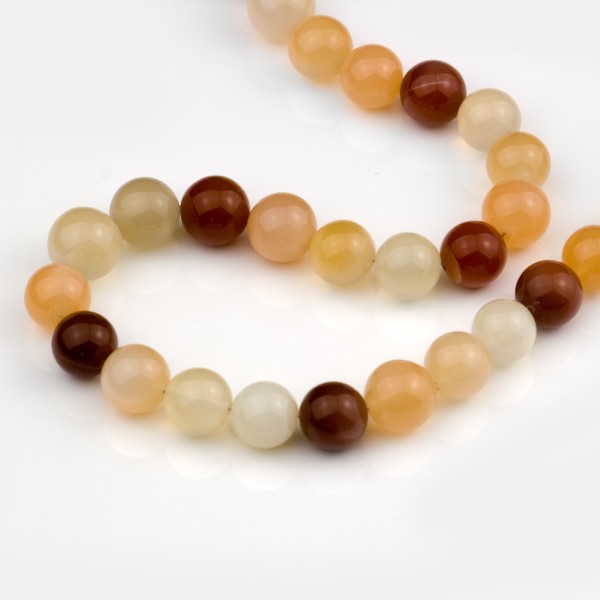 Moonstone, strand, brown-orange, beads, smooth, Ø 10 mm