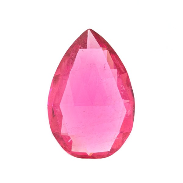 Tourmaline, hot pink, briolette, faceted, pear shape, 19x12.5 mm