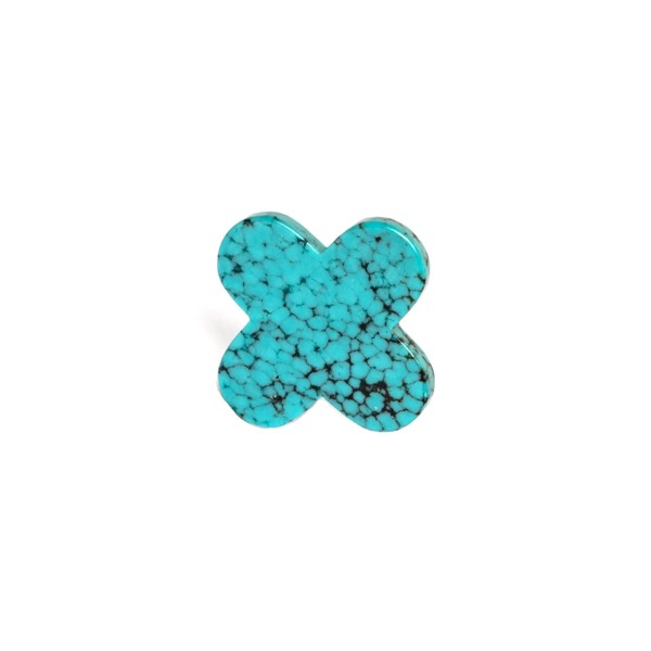 Turquoise (natural with matrix), cloverleaf, flat, 22x22 mm