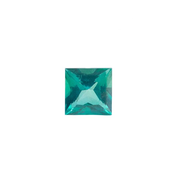 Topaz, blue-green, faceted, carré, 6x6mm