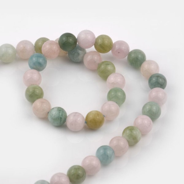 Beryl, strand, rose-blue, beads, smooth, AA quality, Ø 8 mm