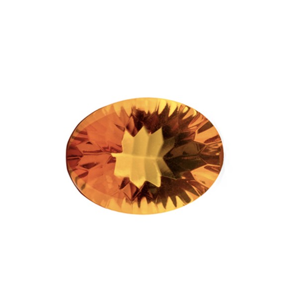 Natural amber, cognac-colored, buff top, concave, oval, 14 x 10 mm