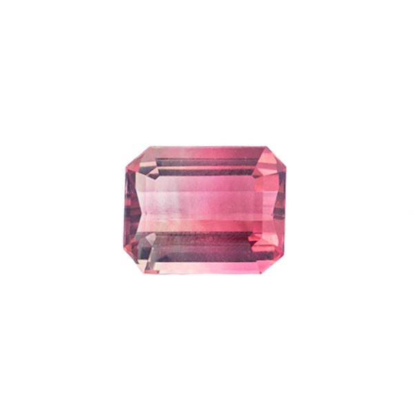 Tourmaline, bicolor, faceted, octagon, 10x8 mm