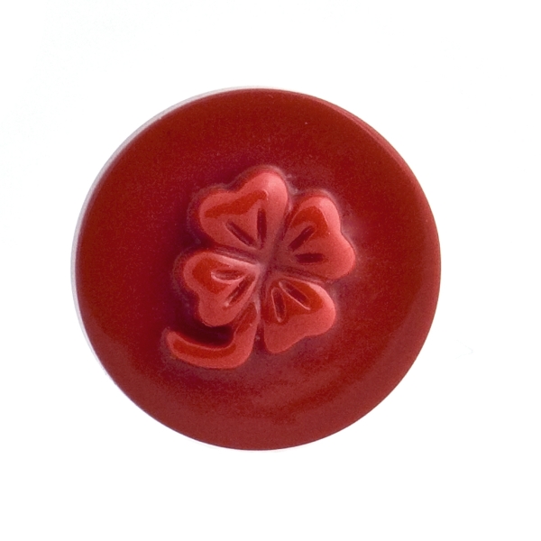 Coral, reconstructed, red, raised engraving, round, 18 mm