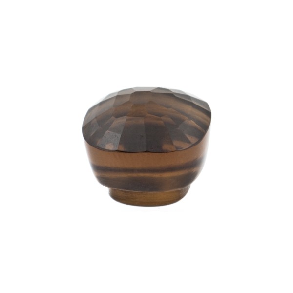 Cognac quartz, cognac-colored, button, faceted, antique shape, 10 x 10 mm