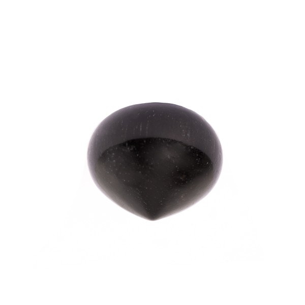 Ebony, black, smooth teardrop, onion shape, 16x14mm