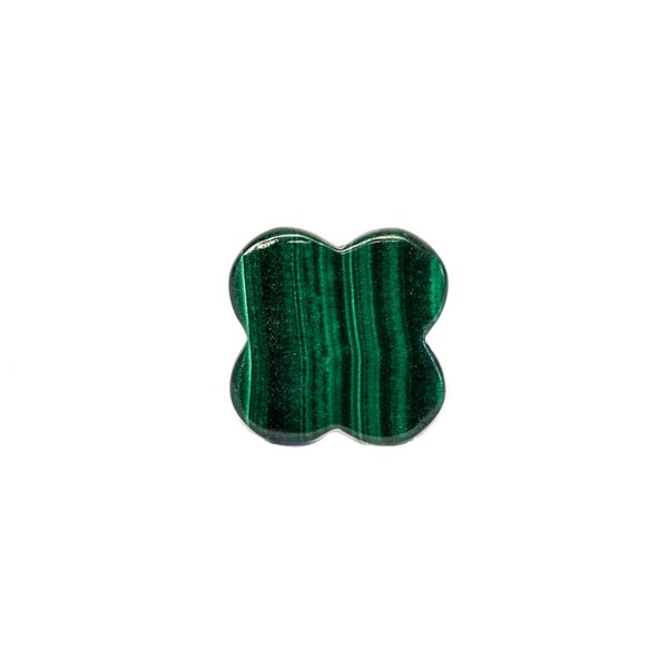 Malachite, green, cloverleaf, flat, 14x14mm