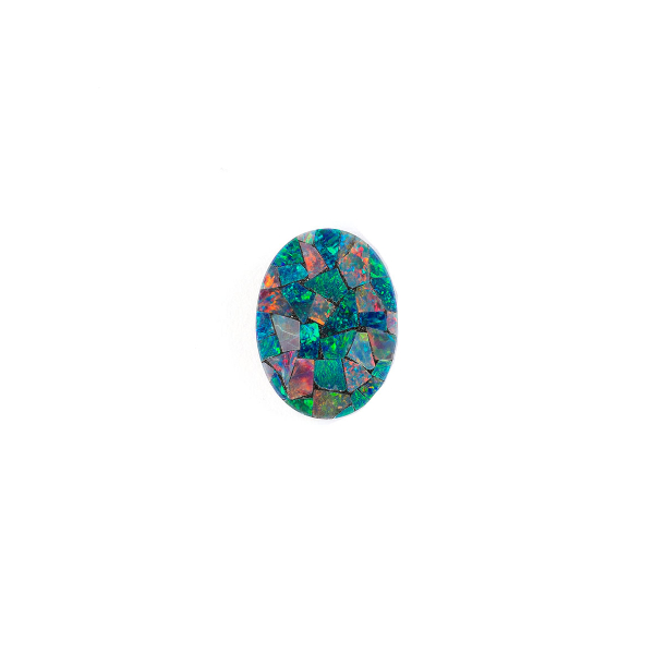 Opal, mosaic, oval, doublette, 10x8mm
