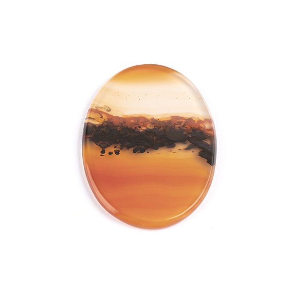 Landschafts-Achat, gefärbt, orange-schwarz, oval, 32 x 24 mm