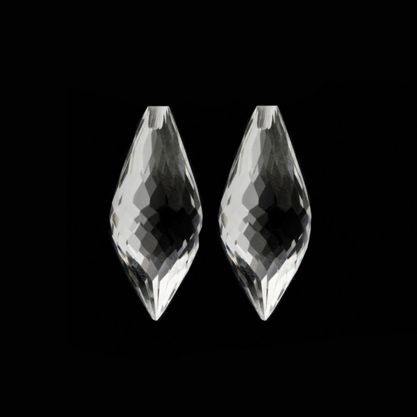 Rock crystal, transparent, colorless, pointed teardrop, faceted, 26 x 10 mm