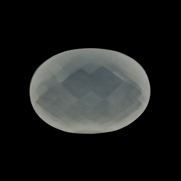 Milky quartz, white, faceted briolette, oval, 18 x 13 mm