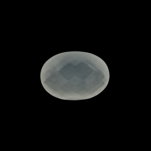 Milky quartz, white, faceted briolette, oval, 12 x 10 mm