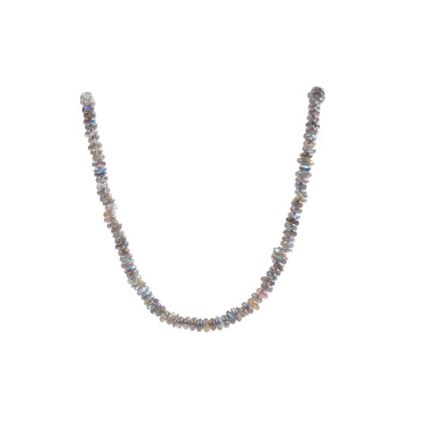 Labradorite, strand, grey, rondelle bead, smooth, Ø 8 mm