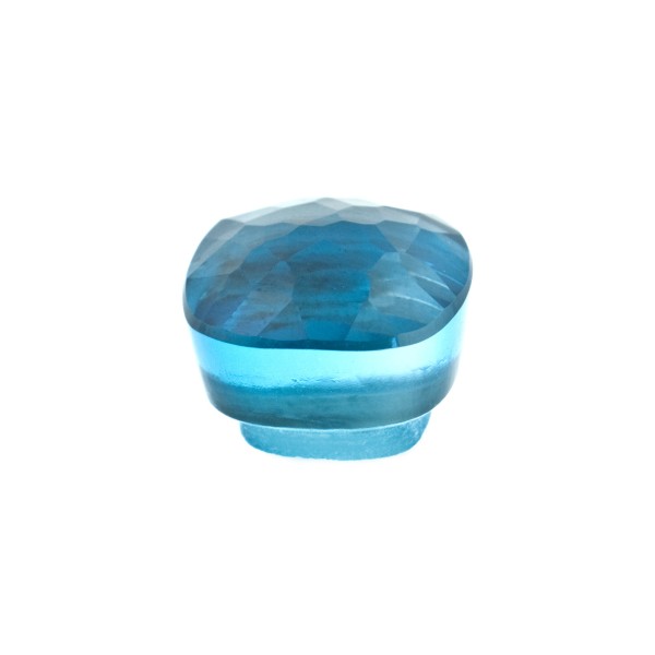 Blue topaz, swiss blue (intense), button, faceted, antique shape, 11 x 11 mm