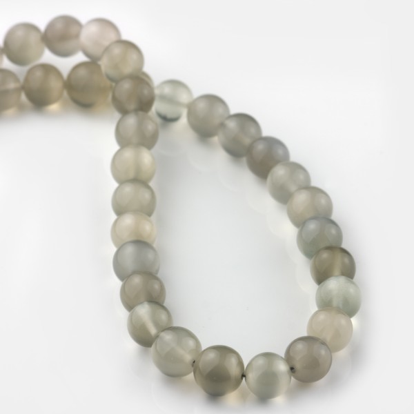 Moonstone, necklace, grey, bead, smooth, Ø 8 mm