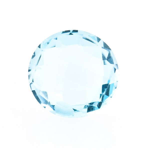 Blue topaz, sky blue, faceted briolette, round, 14 mm