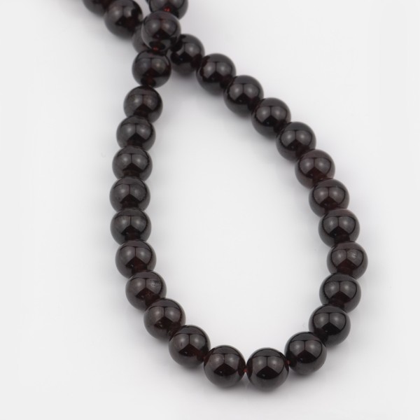 Garnet, strand, dark red, beads, smooth, A/B quality, Ø 8 mm