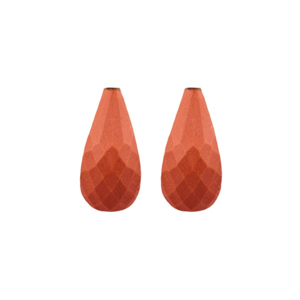 Coral, reconstructed, orange, teardrop, faceted, 22 x 10 mm
