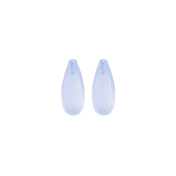 Natural chalcedony, medium blue, teardrop, faceted, 15 x 6 mm