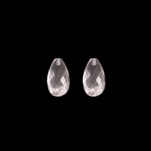 Rock crystal, transparent-colorless, faceted teardrop (harlequine), 15x8mm