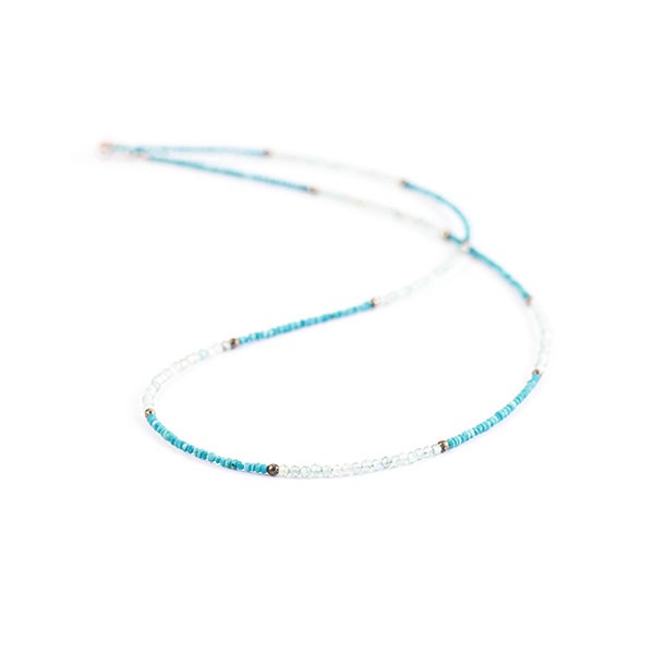 Turquoise, Aquamarine, necklace, multicolor, rondelle bead, faceted, Ø 2 mm
