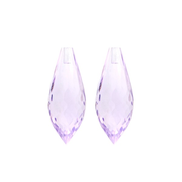 Amethyst (Brazil), lavender, pointed teardrop, faceted, 26 x 10 mm