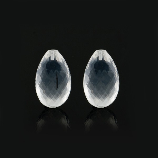Rock crystal, transparent-colorless, faceted teardrop (harlequine), 18x11mm