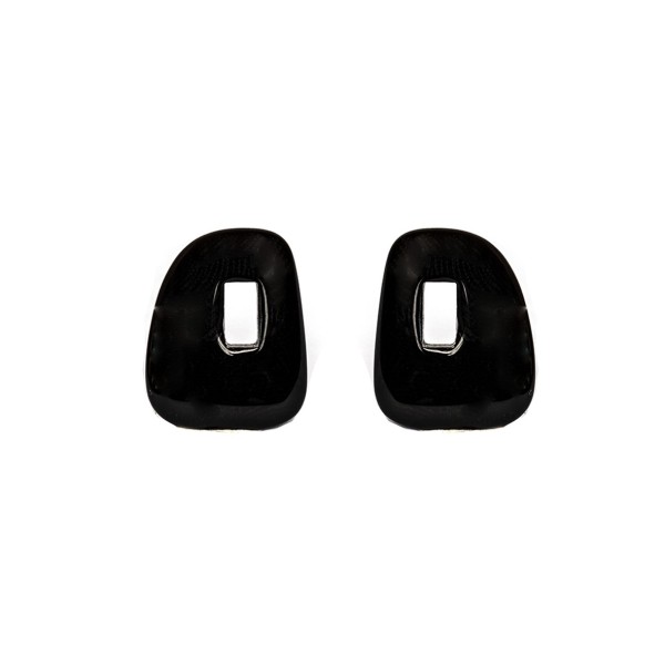 Onyx, black, creole earrings, rectangle, 19x15 mm