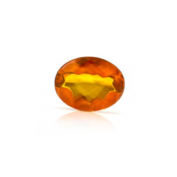 Natural amber, cognac-colored, faceted, diagonal chessboard pattern, oval, 10 x 8 mm