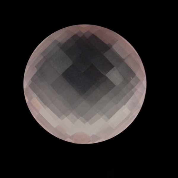 Rose quartz, pink, faceted briolette, round, 18 mm