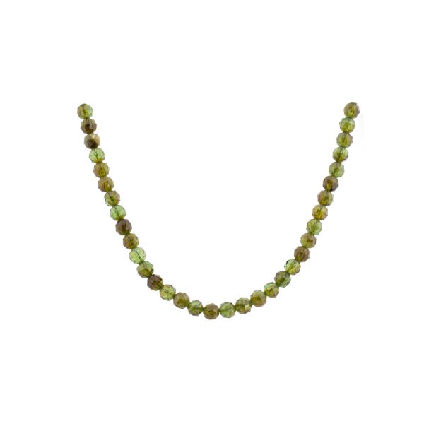 Tourmaline, strand, green, bead, faceted, Ø 6.5 mm