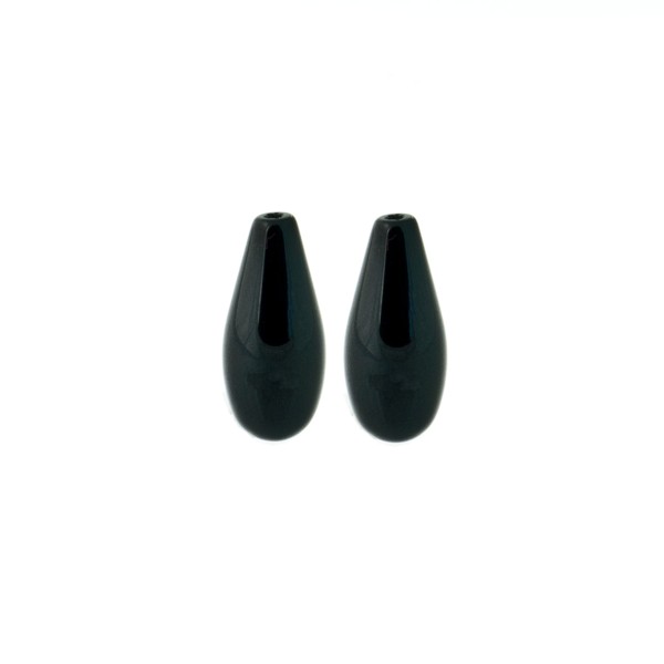 Onyx, black, teardrop, smooth, 16 x 7.5 mm