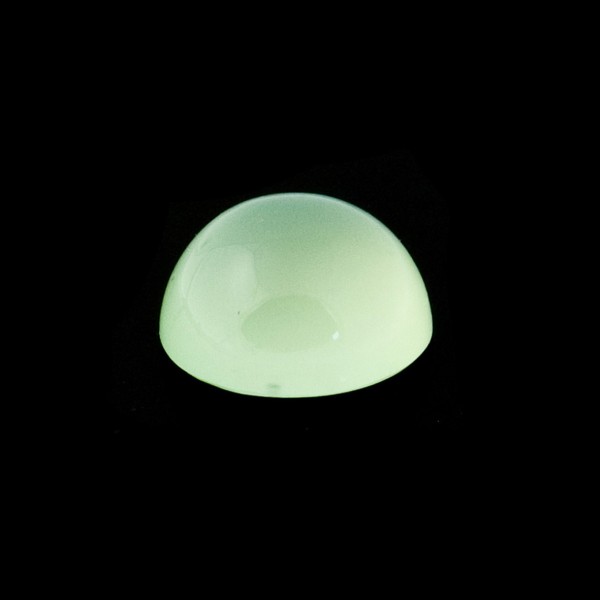 Chalcedony, apple green (dyed), cabochon, round, 15 mm