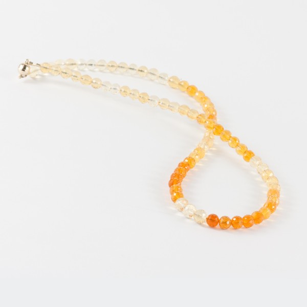 Necklace, fire opal, beads, fine faceted, 4-6 mm, color gradient, length: ca. 45 cm