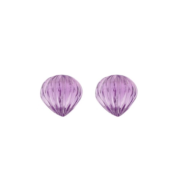Amethyst (Brazil), violet, teardrop, grooved, onion shape, 11.5x11.5mm