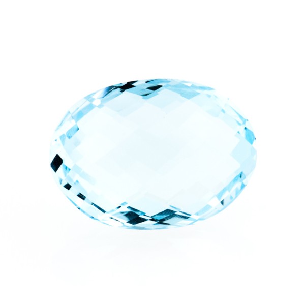 Blue topaz, sky blue, faceted briolette, oval, 20 x 15 mm
