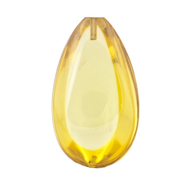 Zirconia (CZ), yellow, lentil cut, pear shape, 24 x 15 mm