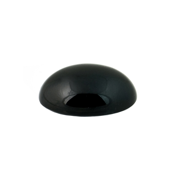 Onyx, black, cabochon, oval, 12 x 10 mm