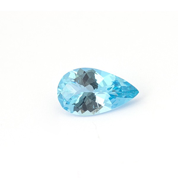Aquamarine, light blue, pear shape, faceted, 13.8x8 mm