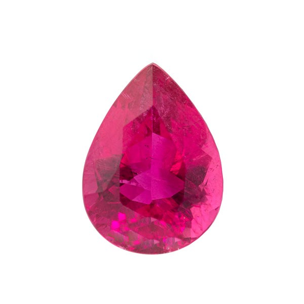 Tourmaline, hot pink, faceted, pear shape, 15.5x11 mm