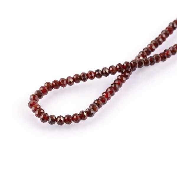 Garnet, strand, red, rondelle beads, faceted, Ø 5mm